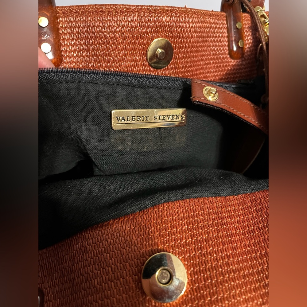 Valerie Stevens Straw woven leather shoulder strap dual carry  Bag - Picture 4 of 14